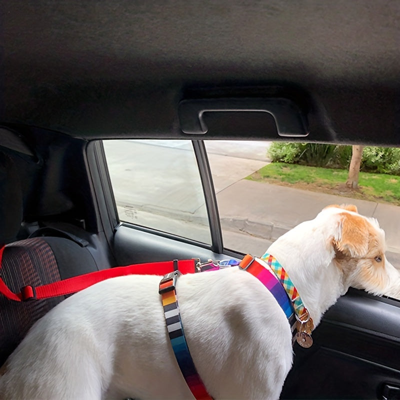 2 In 1 Pet Car Seat Belt Nylon Lead Leash Backseat Safety Belt Adjustable