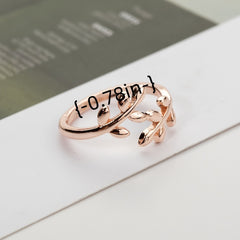 Leaf Shape Open Ring Adjustable Size Jewelry For Women Girls
