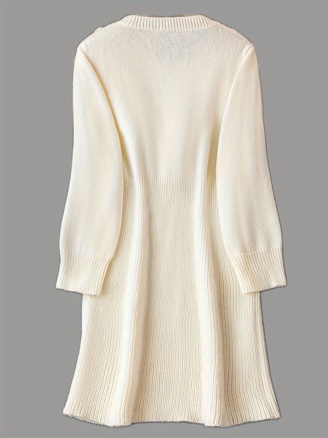  Solid Ruffle Trim Sweater Dress
