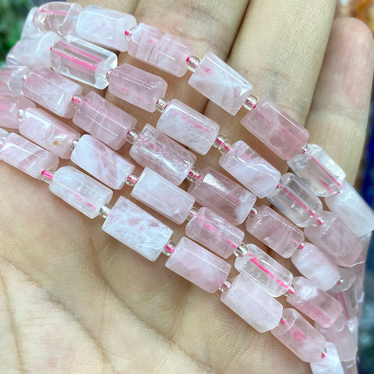 31pcs Natural Stone Cylindrical Loose Beads DIY Bracelet Jewelry Accessories
