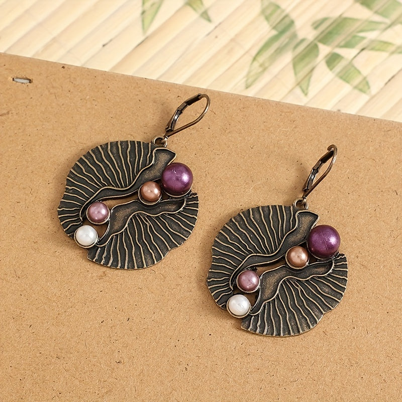 Exaggerated Shell Fan Earrings with Faux Pearls