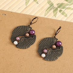 Exaggerated Shell Fan Earrings with Faux Pearls