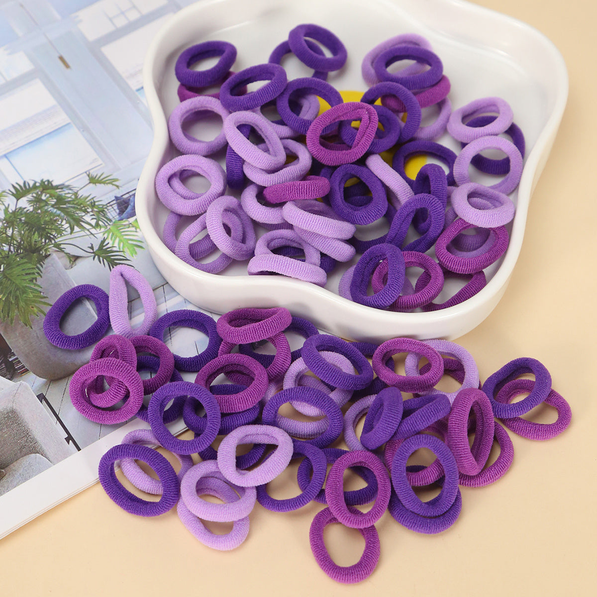 100pcs Solid Hair Ties Thick Stretchy Rubber Bands Ponytail Holder
