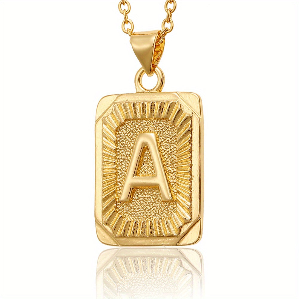 18K Plated Initial Letter Pendant Necklace For Women Men