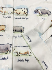  Pig & Letter Print Long Sleeve Blouse