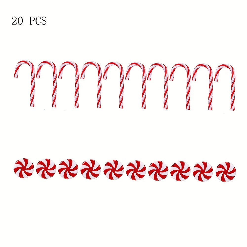 20pcs Christmas Acrylic Candy Cane Decoration Set Red Green Candy Windmill