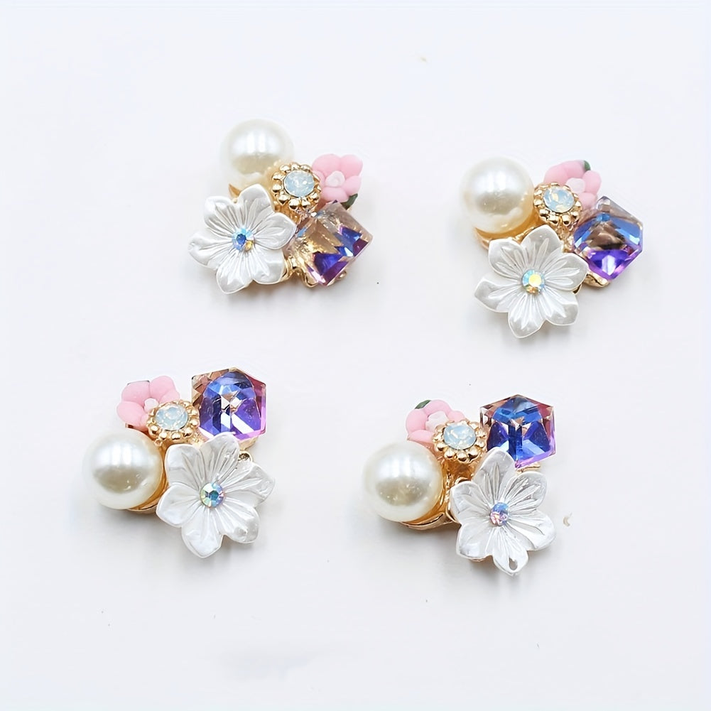 10Pcs 21mm Rhinestone Flower Buttons for DIY Wedding Gift Bouquet Decoration