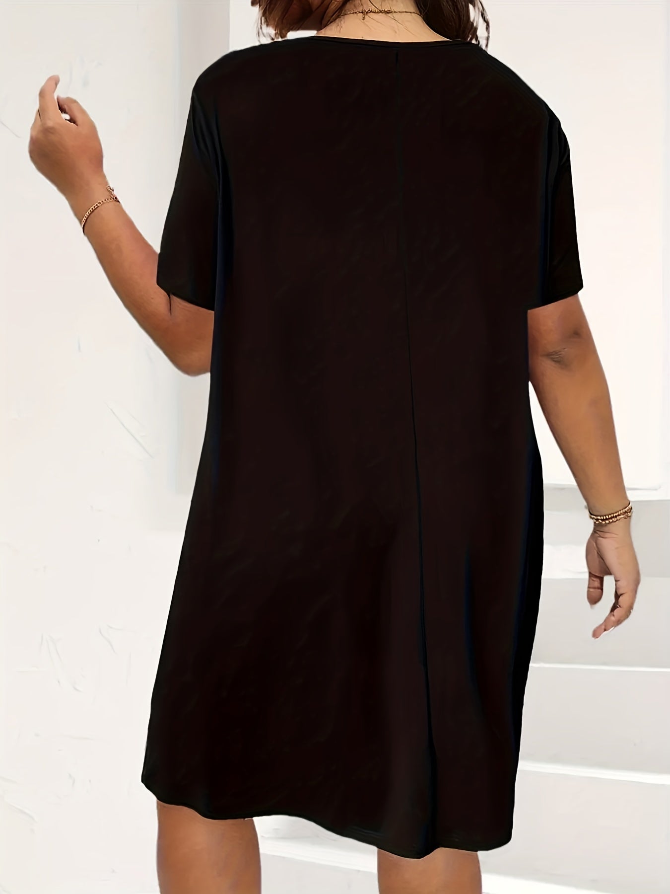  Colorblock Round Neck Tee Dress