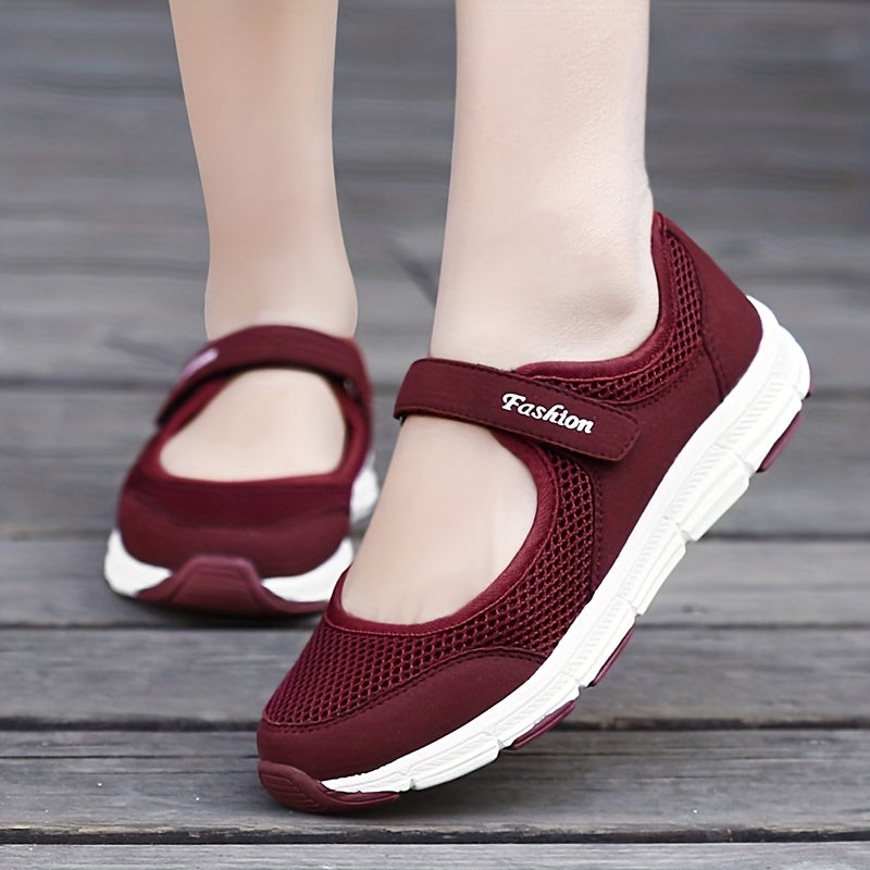 Women's Breathable Walking Shoes Hook & Loop Backless Flat Shoes
