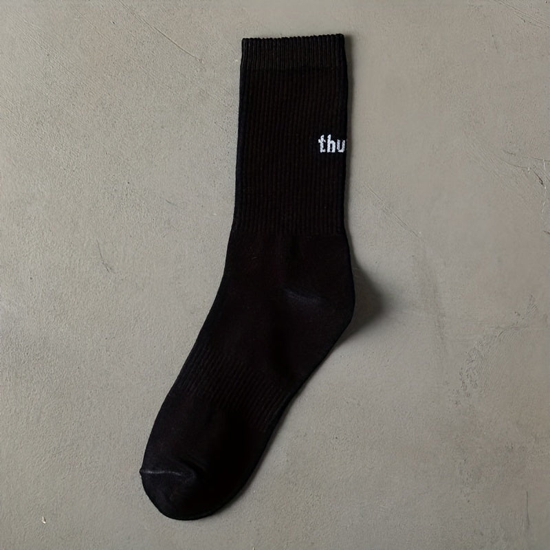4 Pairs Letter Print Socks Mid Tube Women's Stockings Comfy & Breathable