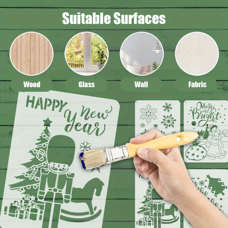 9pcs Big Size Christmas Stencils For DIY Drawing Template