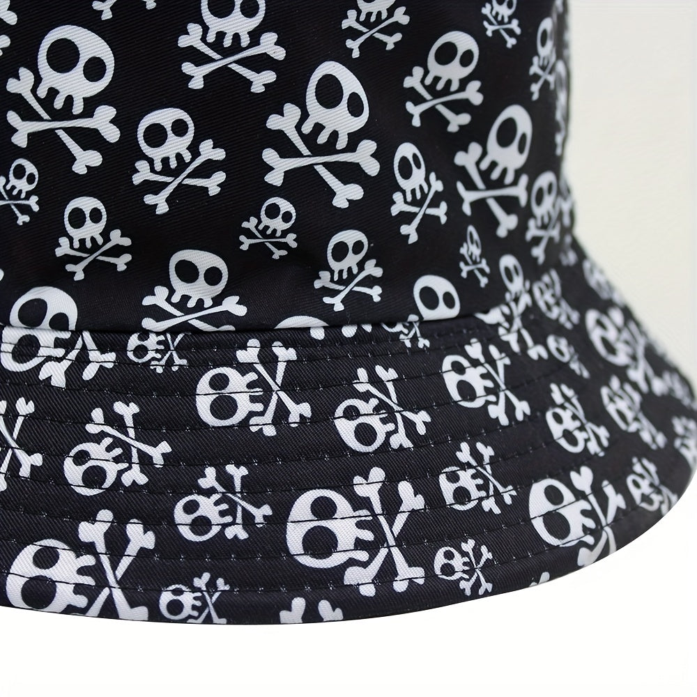 Skull Print Bucket Hat Men's Women's Outdoor Sunshade Basin Hat