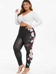 Music Note Print Plus Size Skinny Leggings