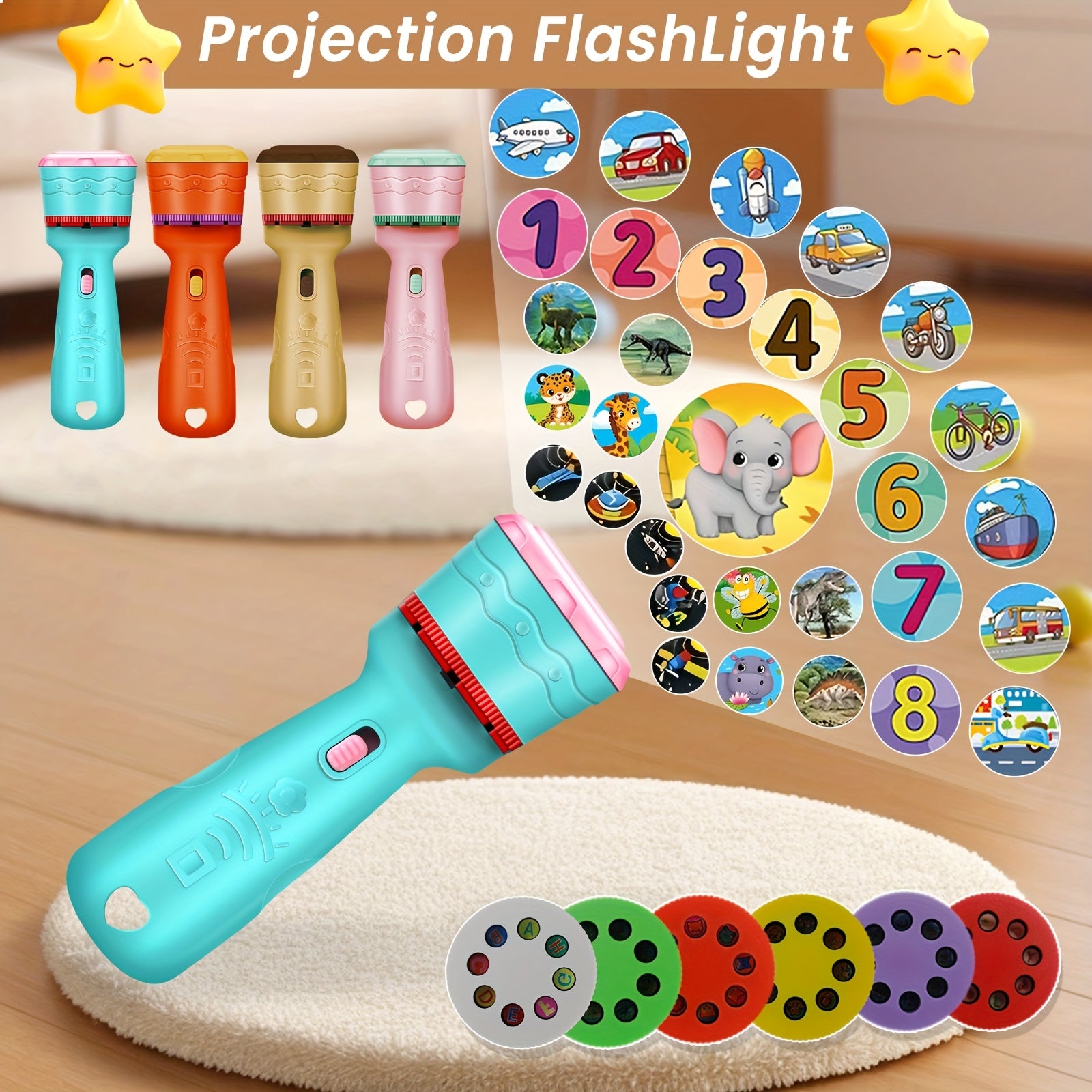 Interactive Projection Toy with 48 Patterns Animals Vegetables Letters