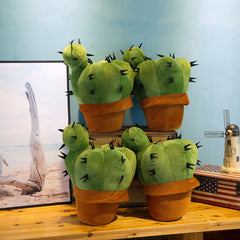 Soft Plush Cactus Doll in Green & Orange Pot Decor