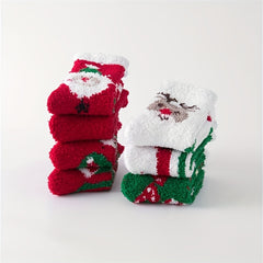7 Pairs Christmas Fuzzy Socks Comfy & Warm Mid Tube Women's Stockings