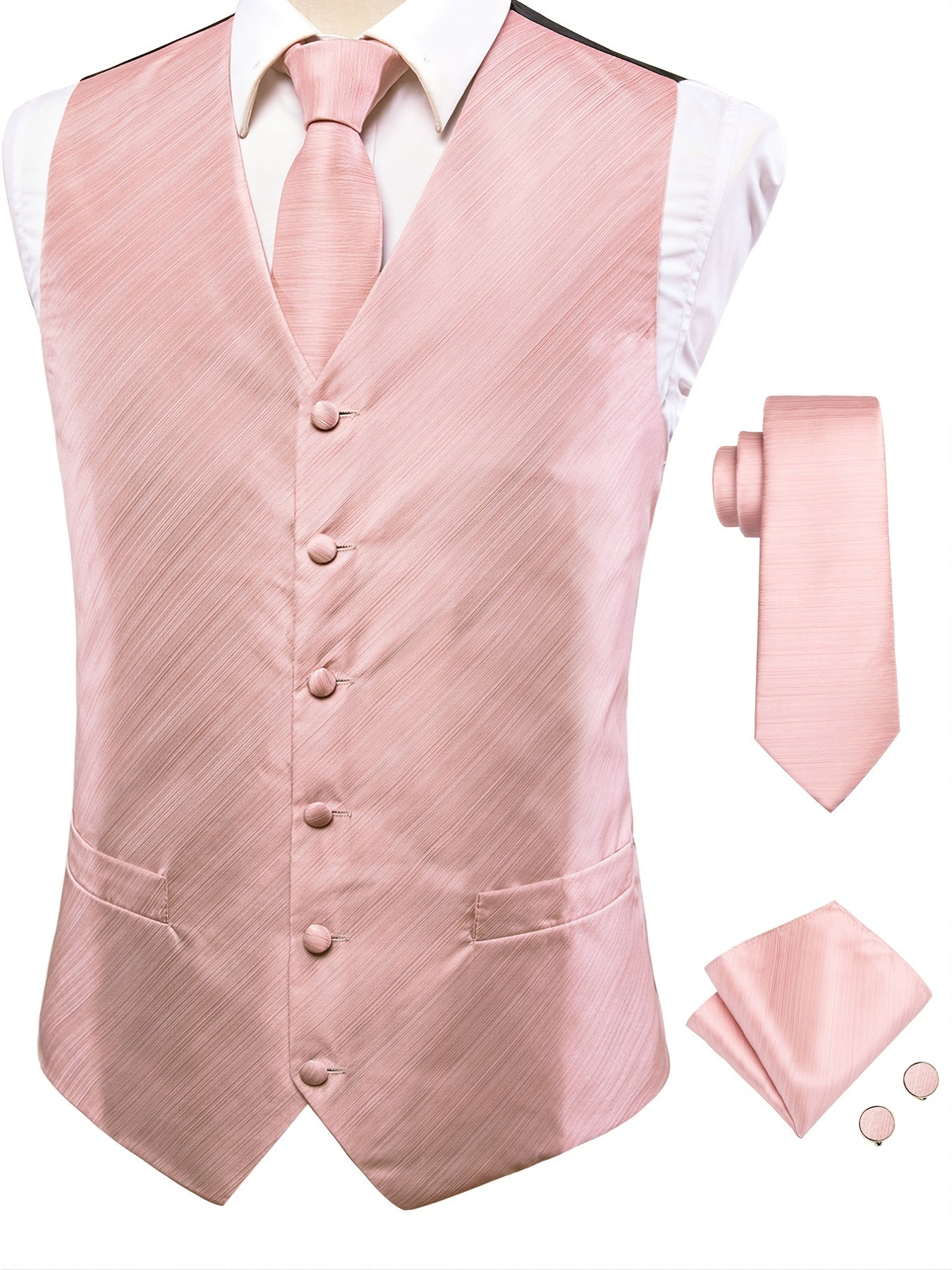 Men's Vintage Fit Sleeveless Vest Set Formal Suit Waistcoat