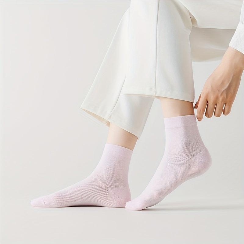 6 Pairs Solid Mesh Socks Women's Stockings
