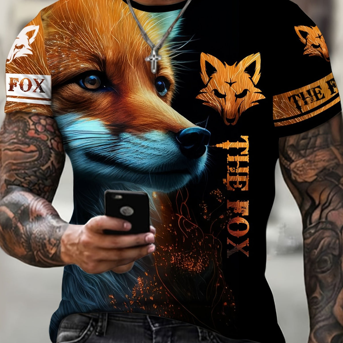 Men's Fox Animal Print Short Sleeve T-shirt
