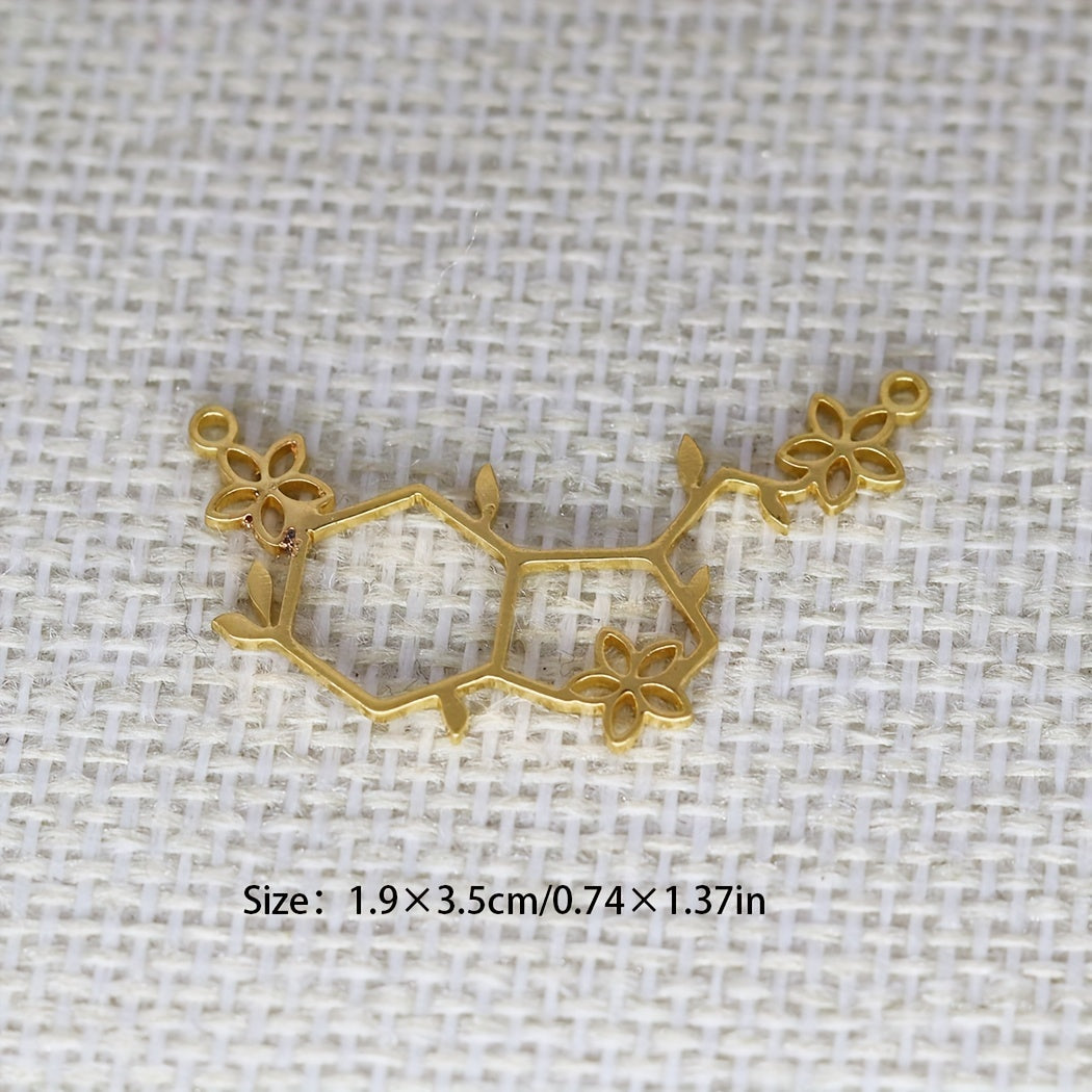 Serotonin Molecule Flower Charm Pendant Stainless Steel