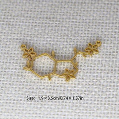 Serotonin Molecule Flower Charm Pendant Stainless Steel