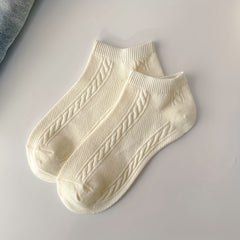 5 Pairs Textured Low Cut Ankle Socks Women's Stockings