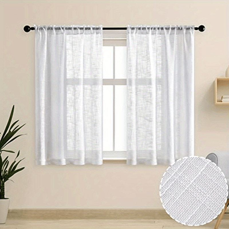 1panel Sheer Curtain Semi Privacy Faux Linen Curtains
