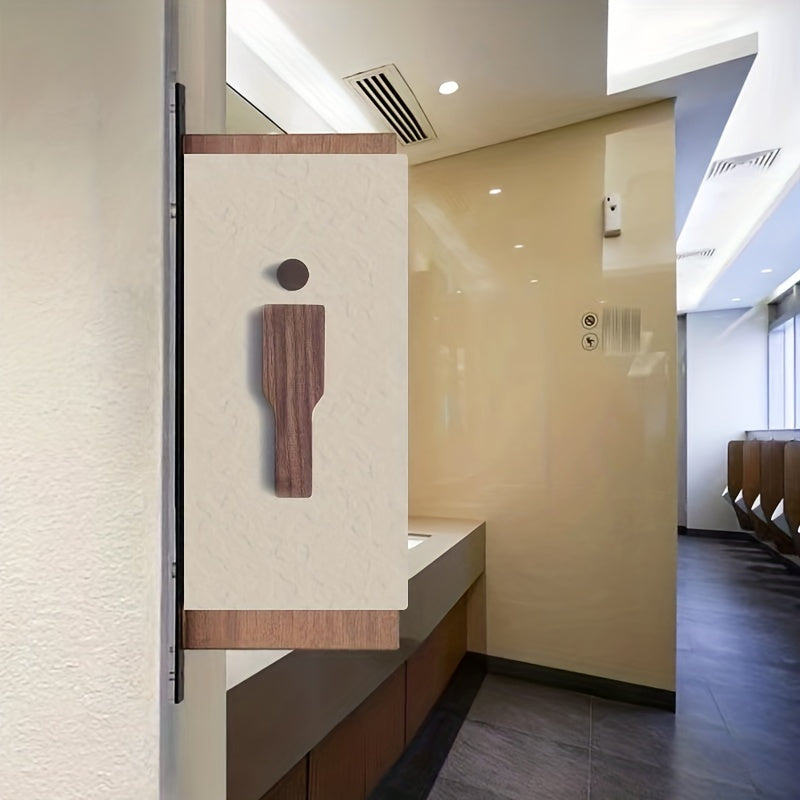 Set Of 2 Wooden Restroom Signs Bathroom WC Door Signs Brown