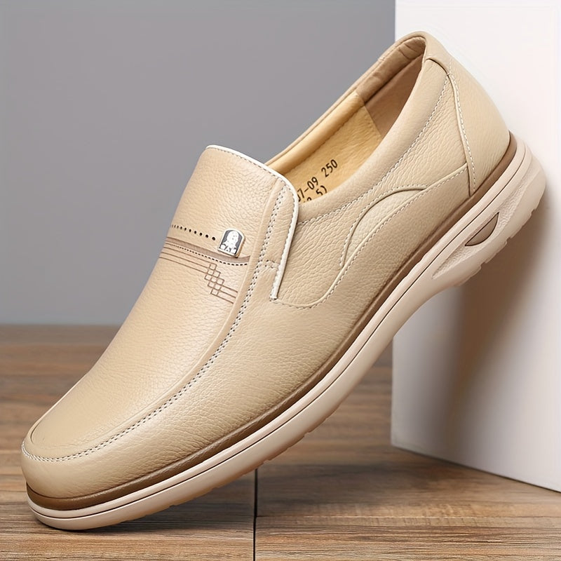 LAORENTOU Men's Leather Loafer Shoes Lightweight Non Slip Casual Shoes