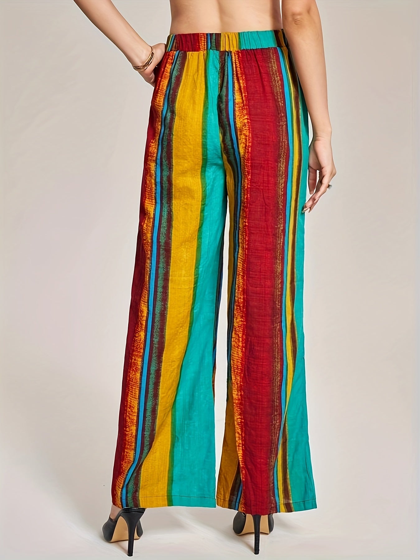  Colorblock Stripe Wide Leg Trousers