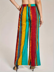  Colorblock Stripe Wide Leg Trousers