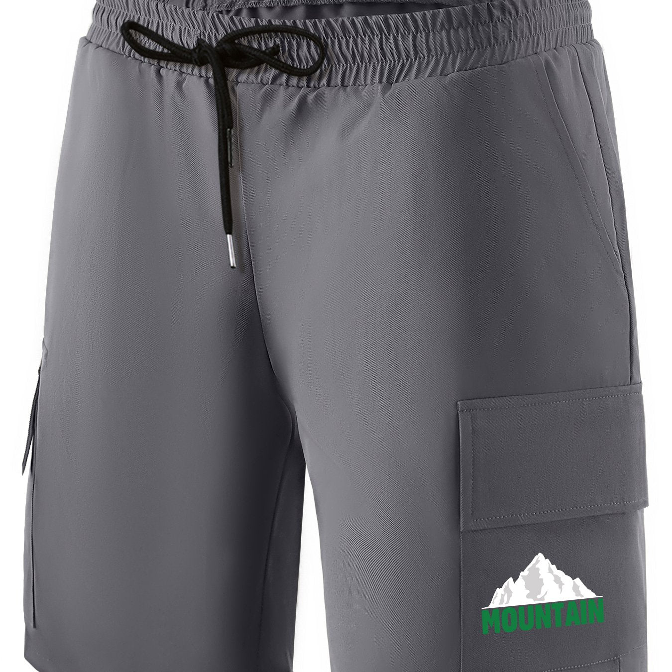 Men's Cargo Shorts Cartoon Mountain Print Casual Summer Clothes