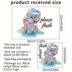 Cartoon Elephant English Toilet Wall Sticker Bathroom Decoration