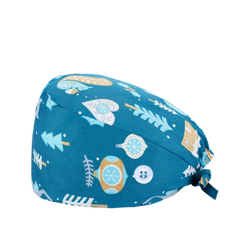 Pattern Print Nurse Hat Adjustable Scrub Cap Working Cap