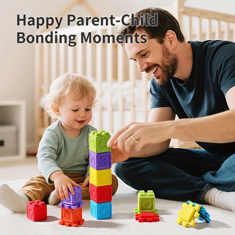 12pcs Flexible Building Block Set Educational Toy for Infants and Toddlers