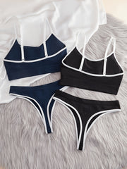 2 Sets Solid Bra & Panties Push Up Bra & Panties Lingerie Set