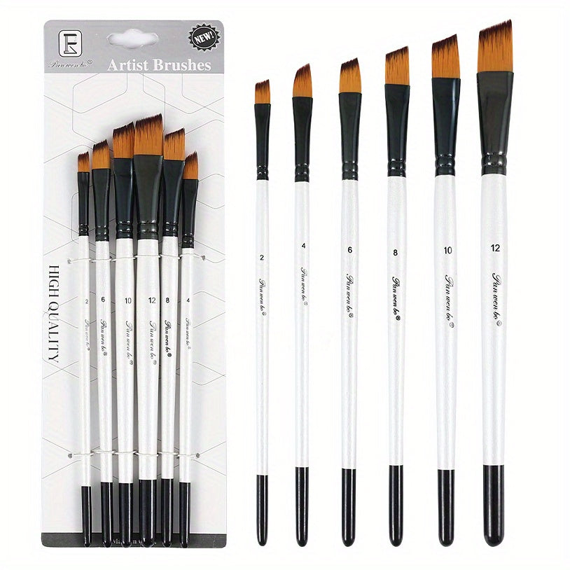 6-Piece Nylon Hair Brushes Set for Watercolor and Acrylic Painting