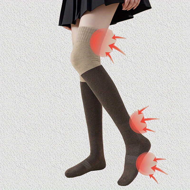 3 Pairs Colorblock Thigh High Socks Over The Knee Stockings