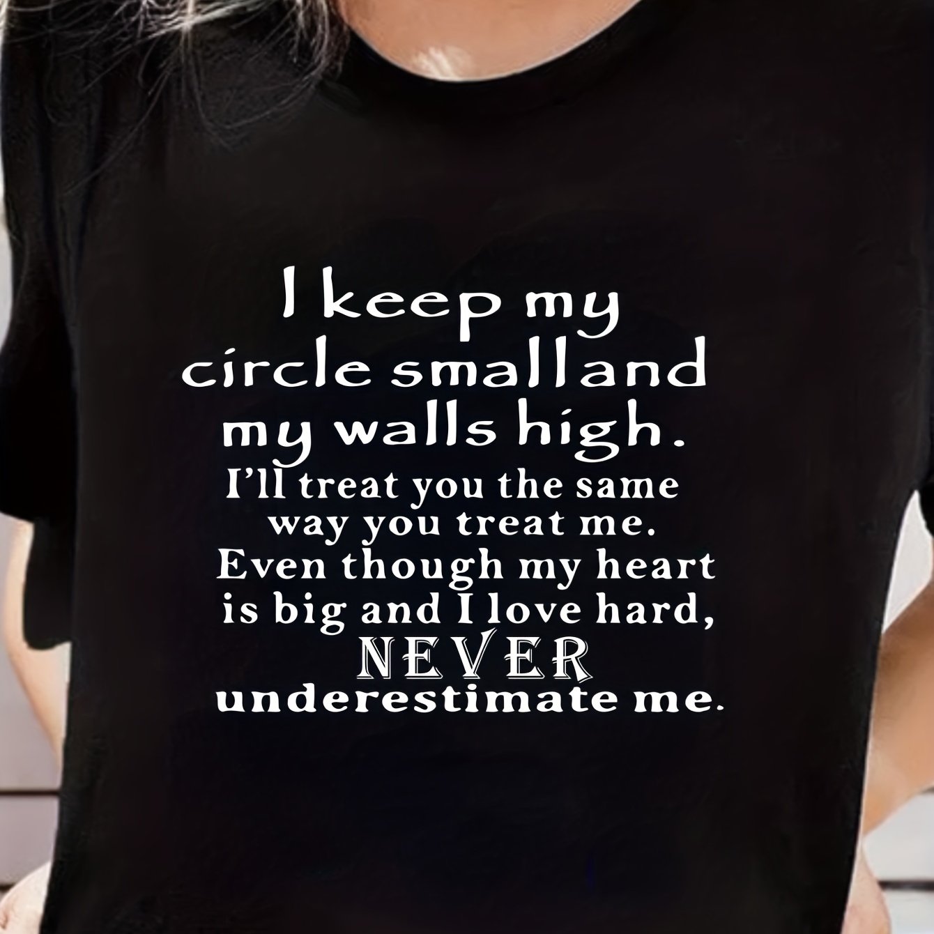 Letter Print Round Neck T shirts Stretchy Loose Short Sleeve Graphic Tee