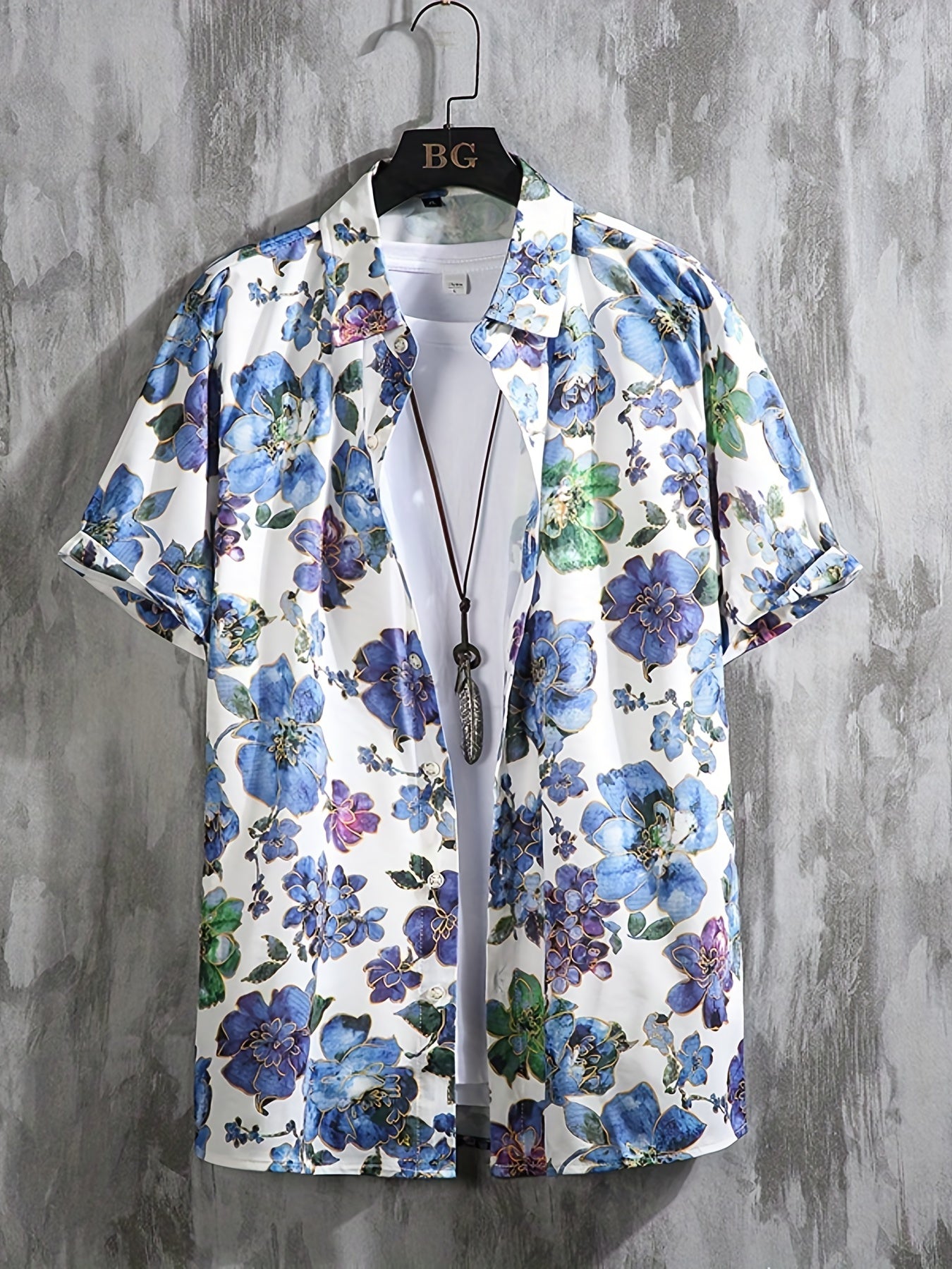 Men's Floral Print Short Sleeve Hawaii Shirt for Summer Vacation