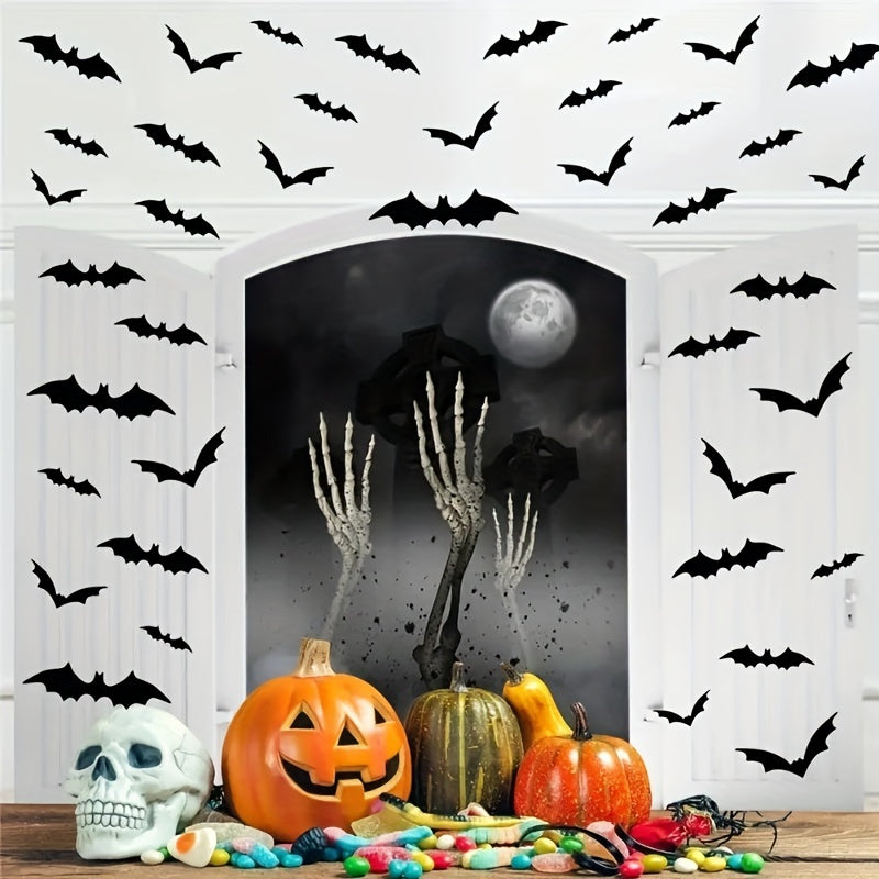 60 Halloween Bat Decorations 4 Sizes Realistic Scary Bat Stickers Home Decor