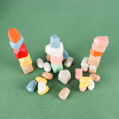 Montessori Balance Wooden Colorful Stones Stacking Game