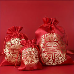 10pcs Chinese Brocade Embroidered Gift Bag for Spring and New Year