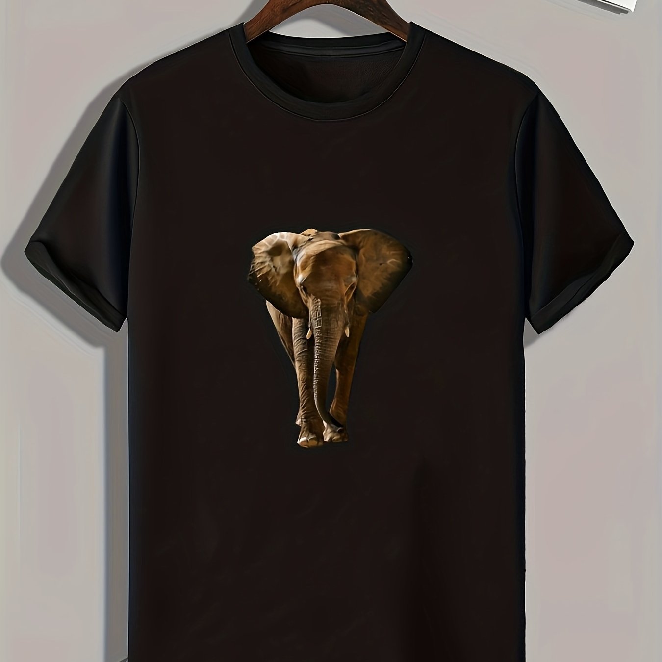 Elephant Print Men's Tee Shirt for Summer
