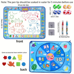 Kids Water Painting Mat - Reusable Drawing Mat with Shapes - Non Toxic Canvas