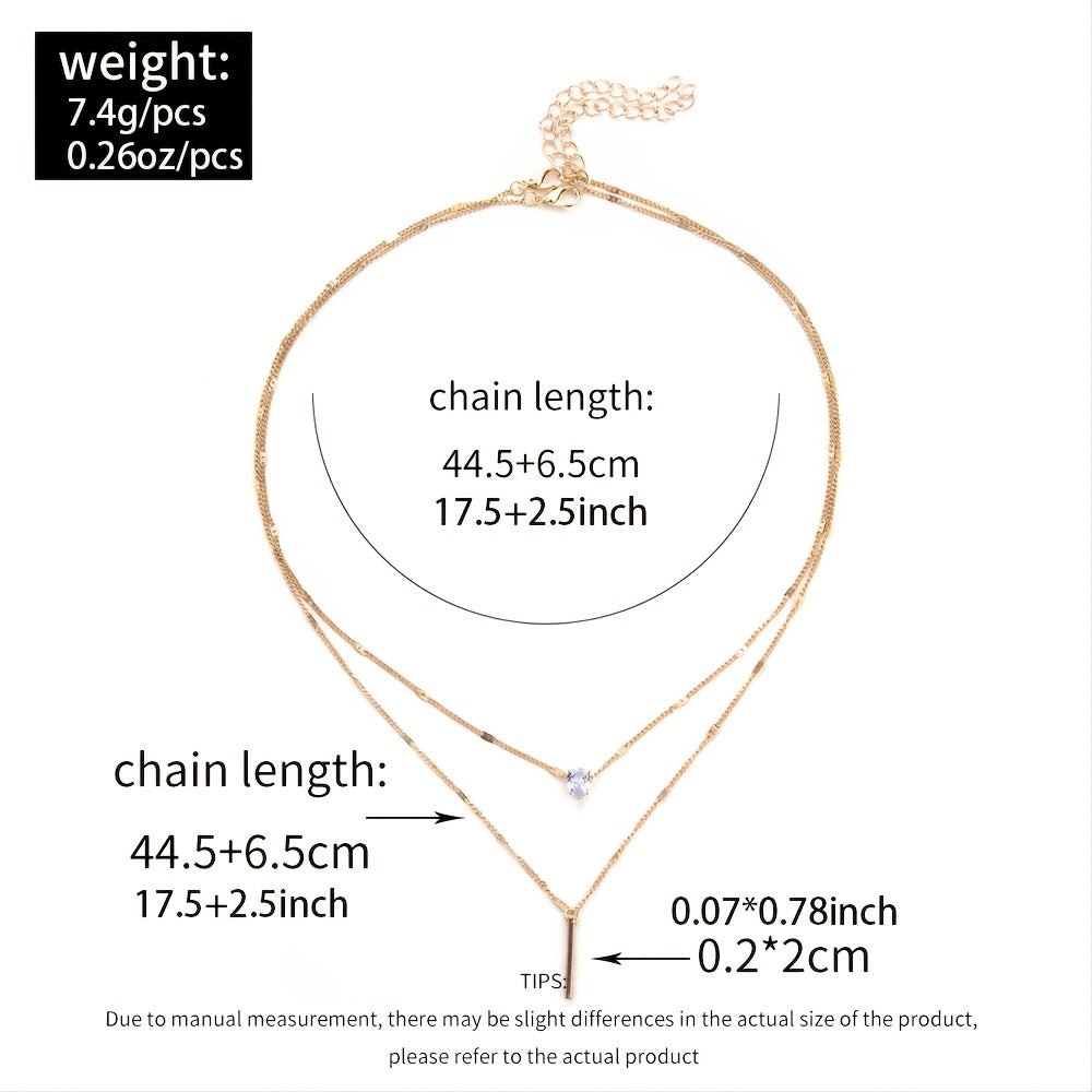 Double Layer Water Drop Shape Rhinestone Tassel Necklace Set