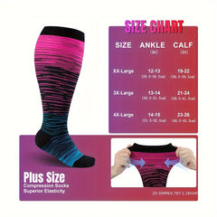 3 Pairs Plus Size Compression Socks 20 30 Mmhg Knee High Support Stockings