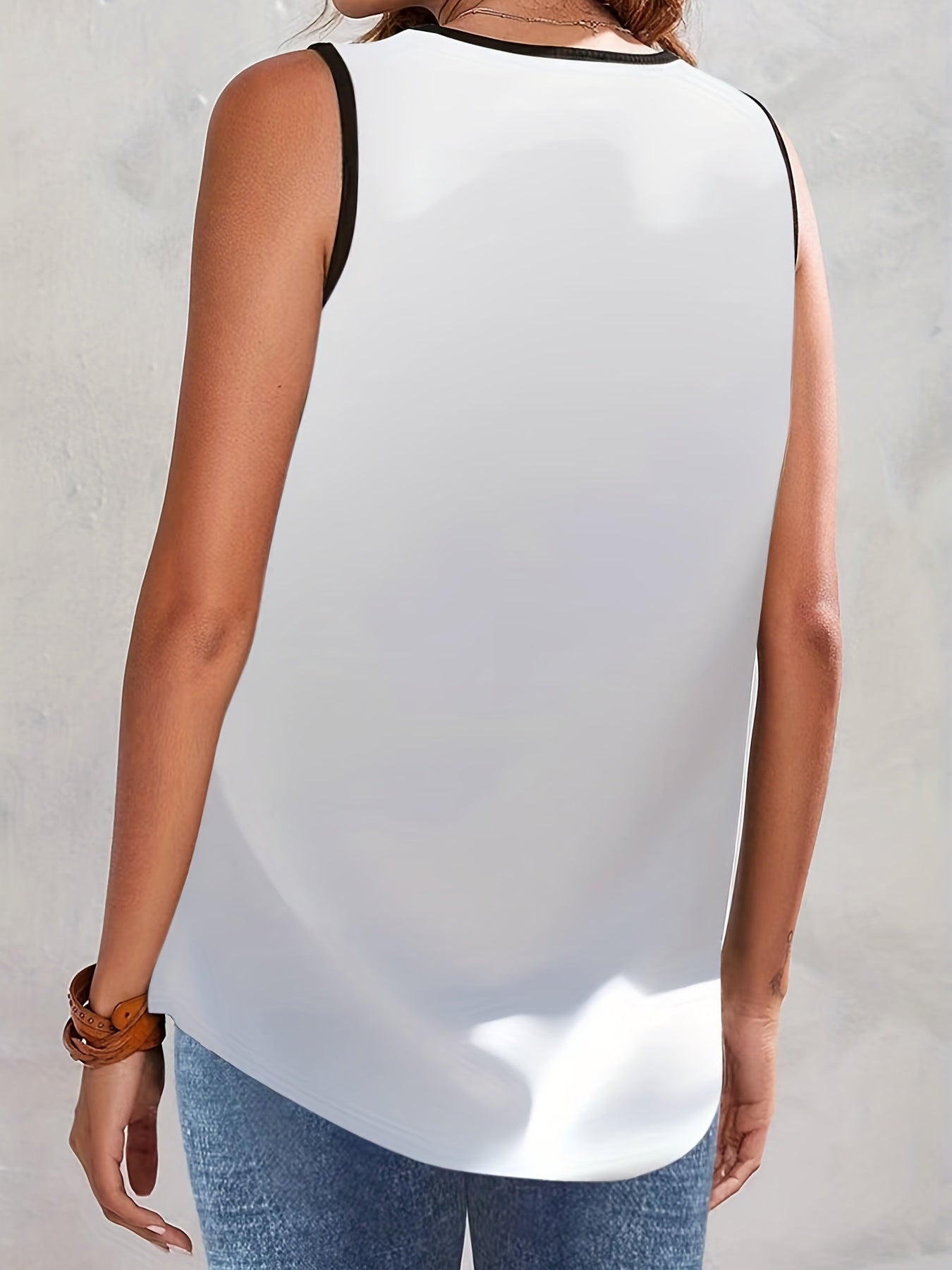  Casual Tank Top Women's Plus Ombre Print V Neck Medium Stretch