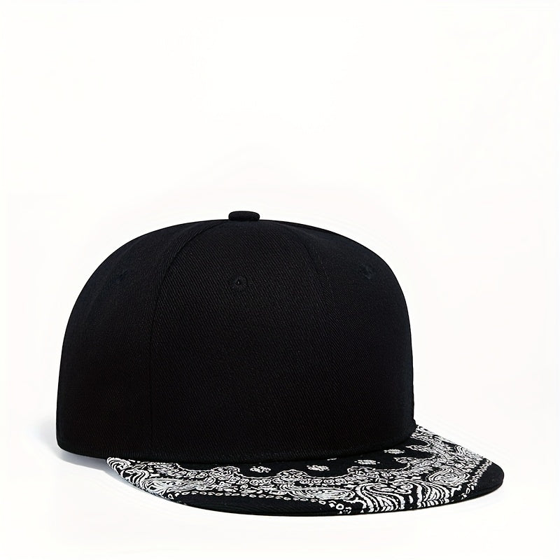 Men's Flower Brim Snapback Baseball Cap Flat Brim Hat