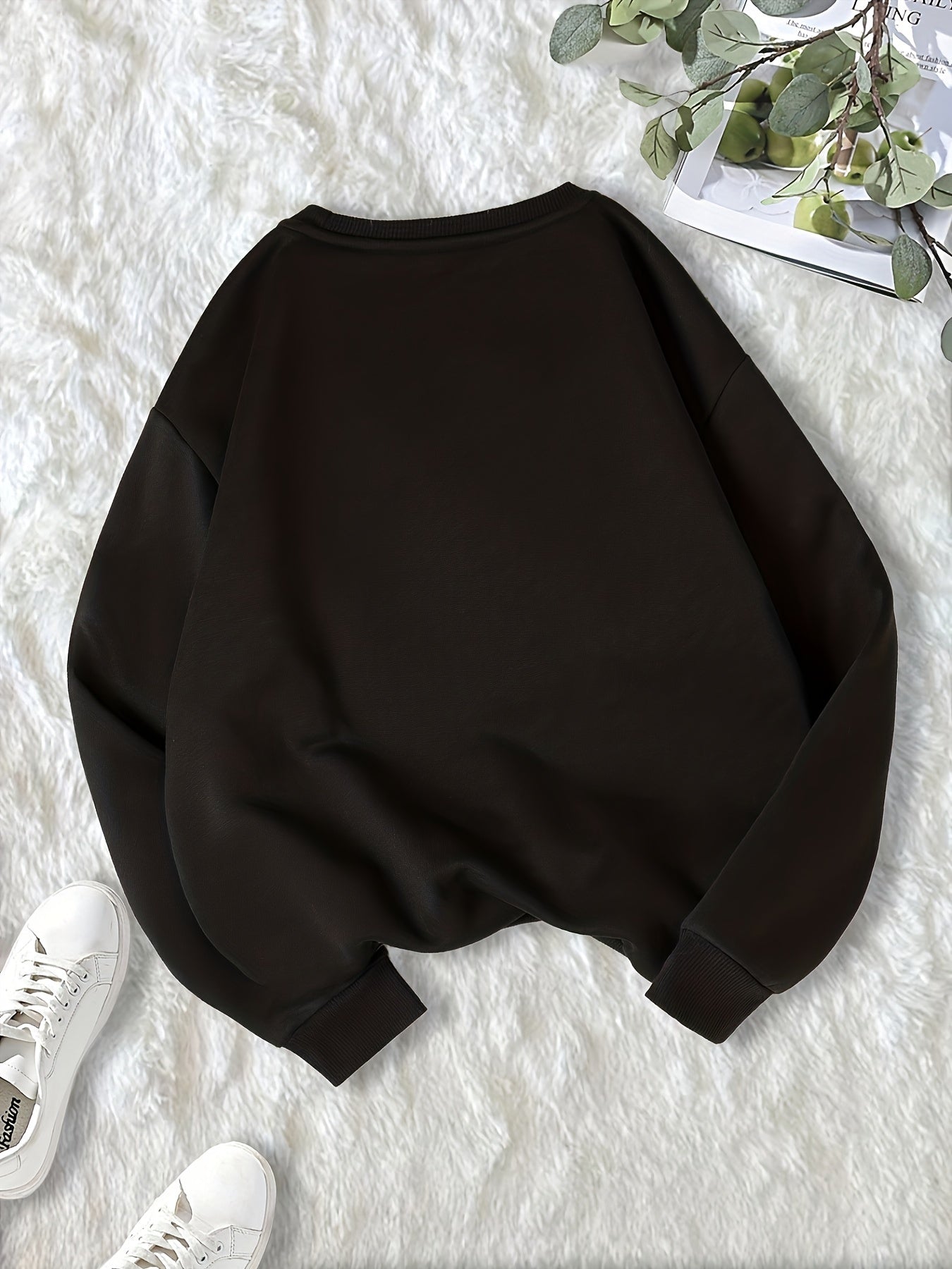 Letter & Star Print Pullover Crew Neck Sweatshirt